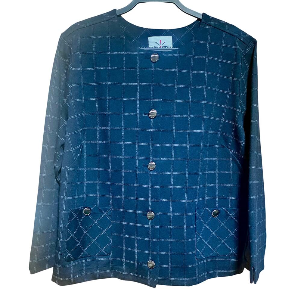 Isaac Mizrahi Blazer Jacket Women's Size XL Black Button Up With Pockets